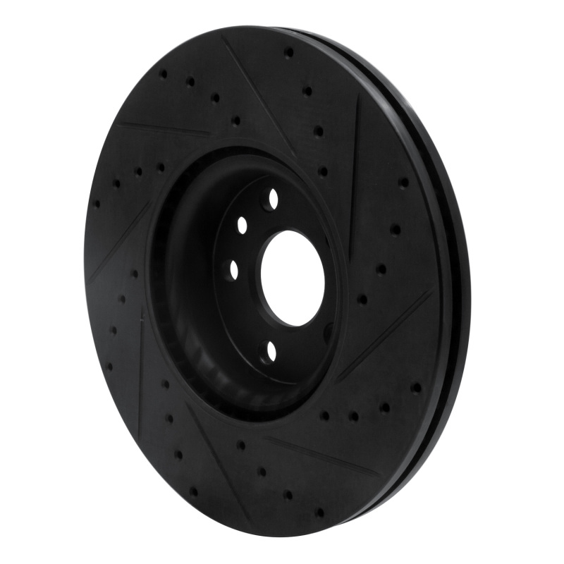 Volvo XC60 Brake Rotor (1) - Front Left - R1 Concepts - Drilled & Slotted - Black - `16-`17